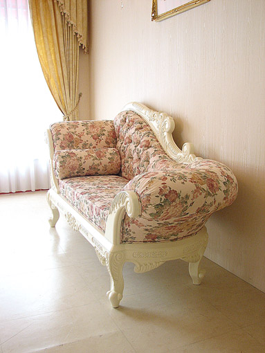 カウチソファ W170cm 薔薇柄｜木製ソファ（カウチ）（椅子）｜輸入家具 