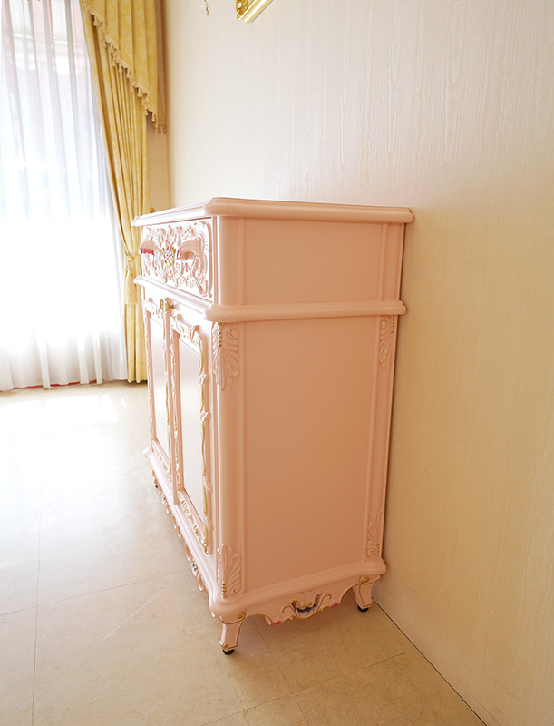 輸入 オーダー家具 プリンセスロココ ローボード W180cm ピンクフラワー